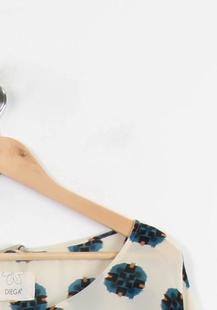 Blouse Beige et Bleue - Taille L/40