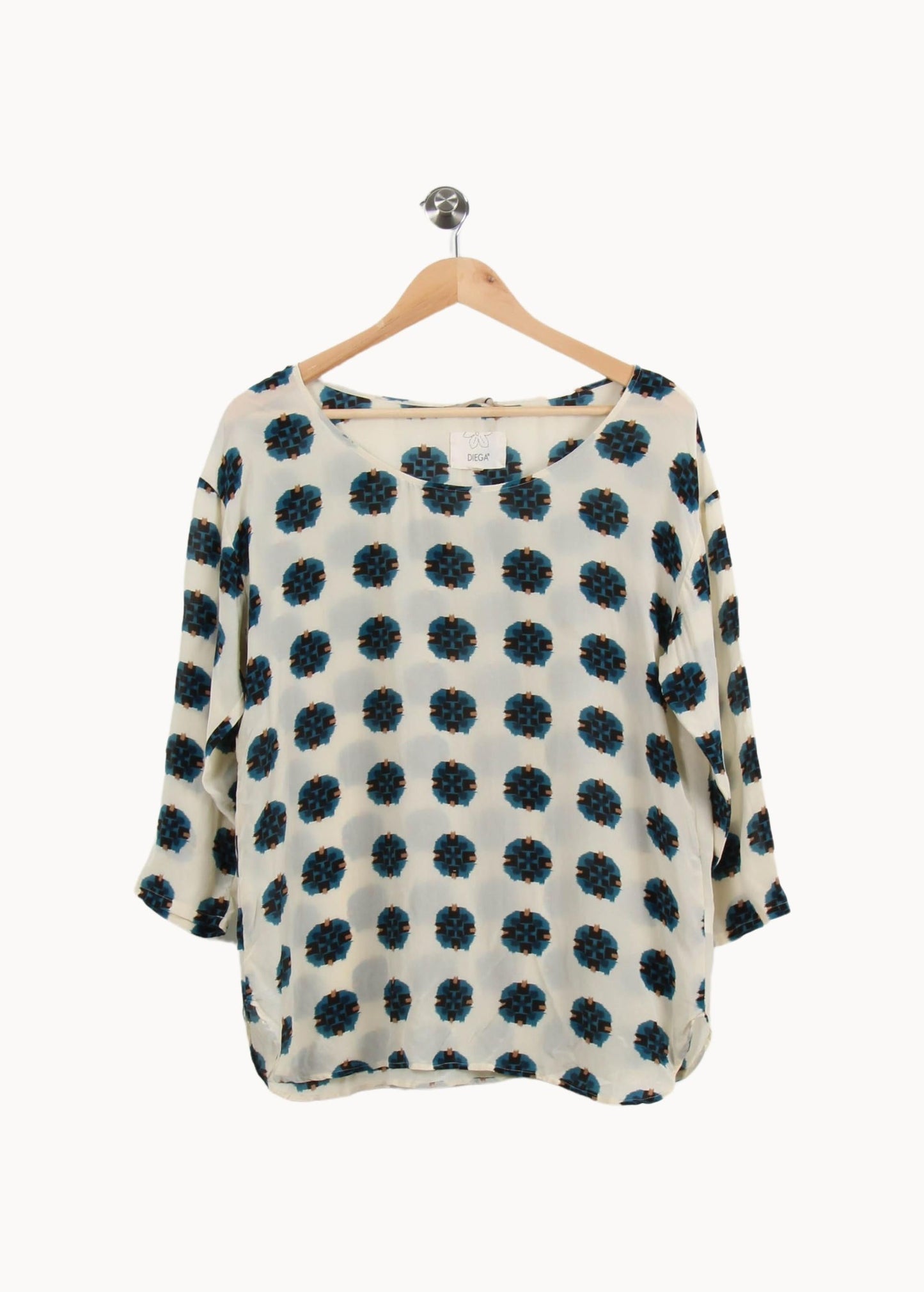 Blouse Beige et Bleue - Taille L/40