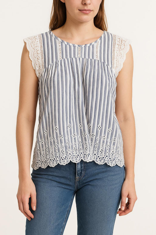Blouse Bleu et Blanc - Taille S/36