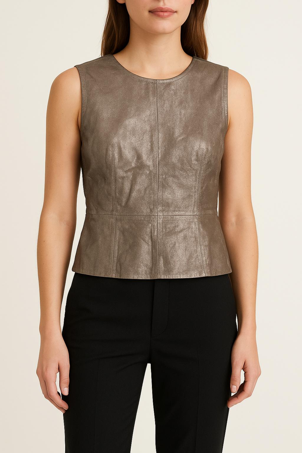 Top Sans Manches Métallisé Beige - Taille S/36