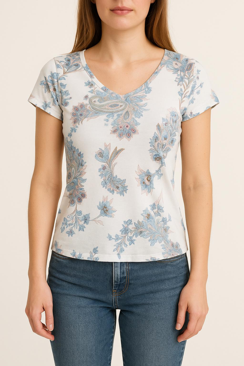 Tee-shirt Blanc et Bleu - Taille S/36