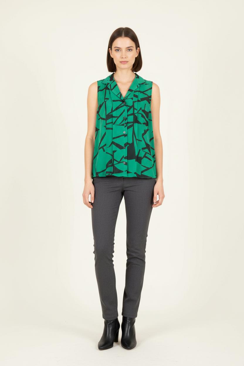 Blouse Verte et Noire - Taille M/38