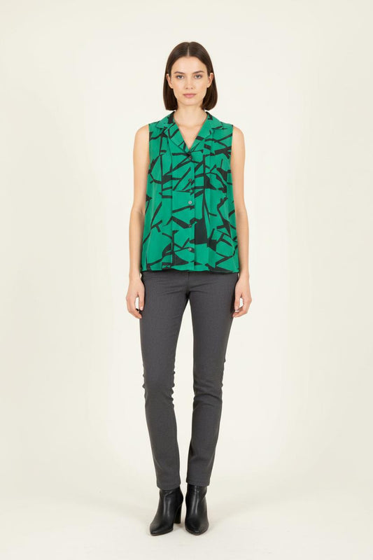 Blouse Verte et Noire - Taille M/38