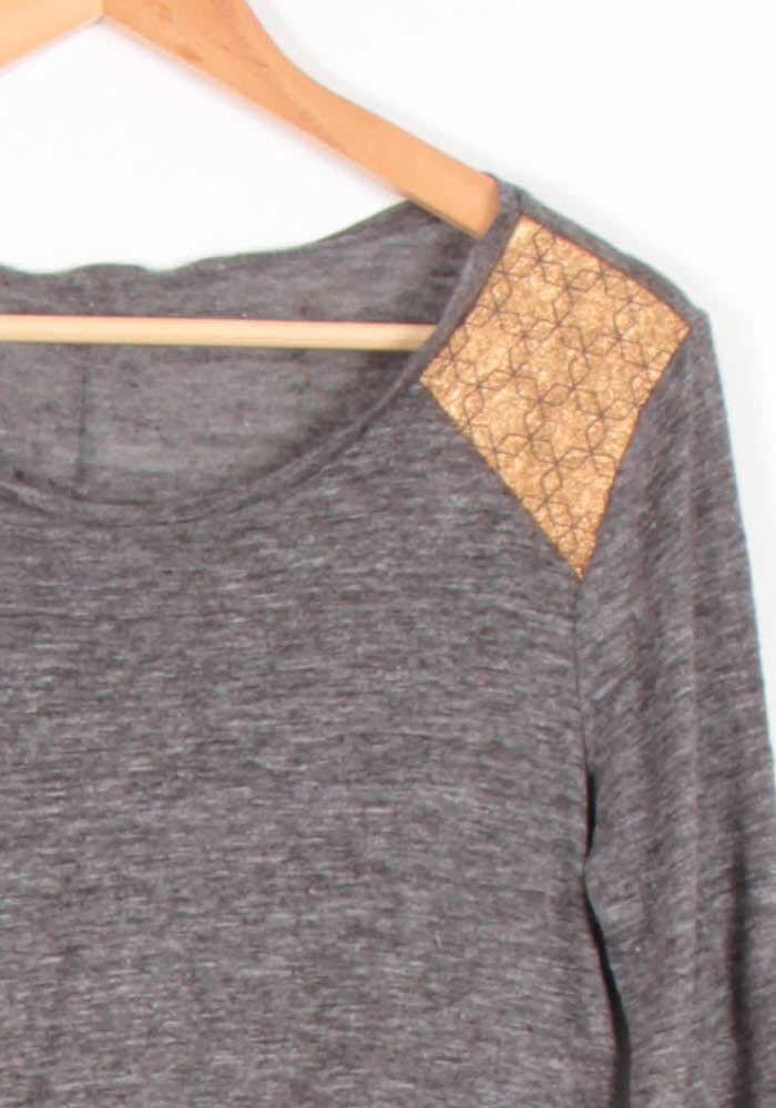 Tee-shirt Gris et Beige - Taille S/36