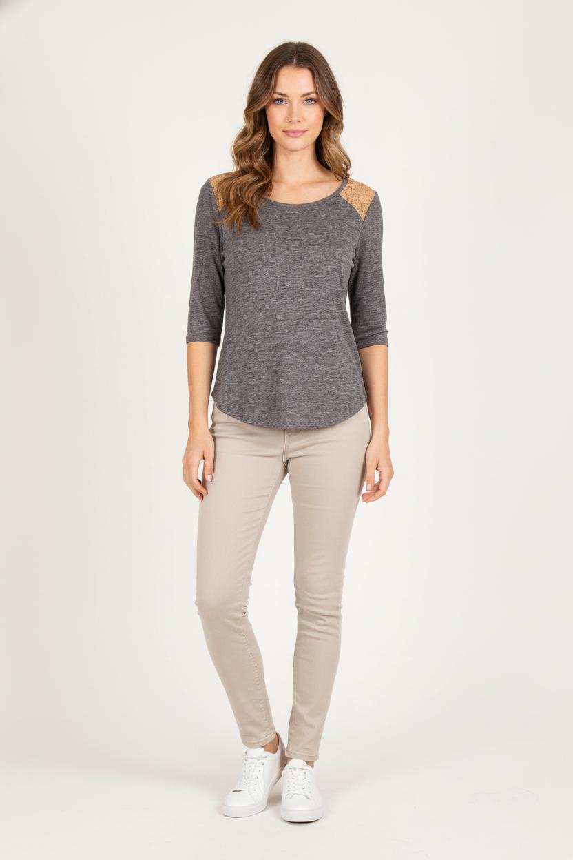 Tee-shirt Gris et Beige - Taille S/36
