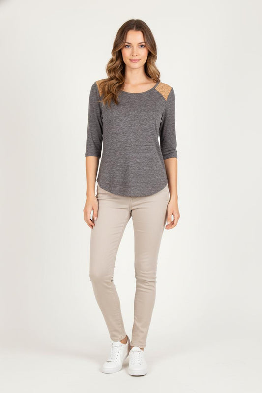 Tee-shirt Gris et Beige - Taille S/36