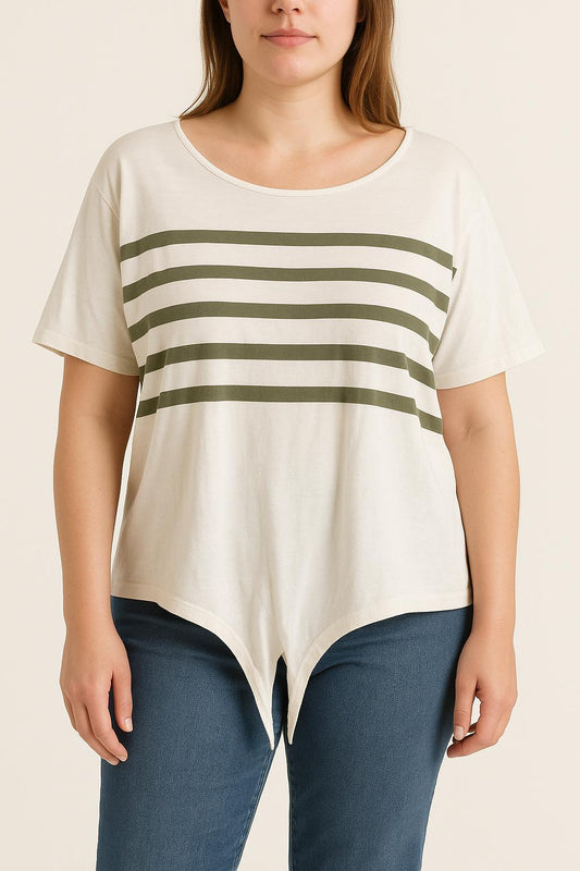 T-shirt blanc rayé - Taille XL/42