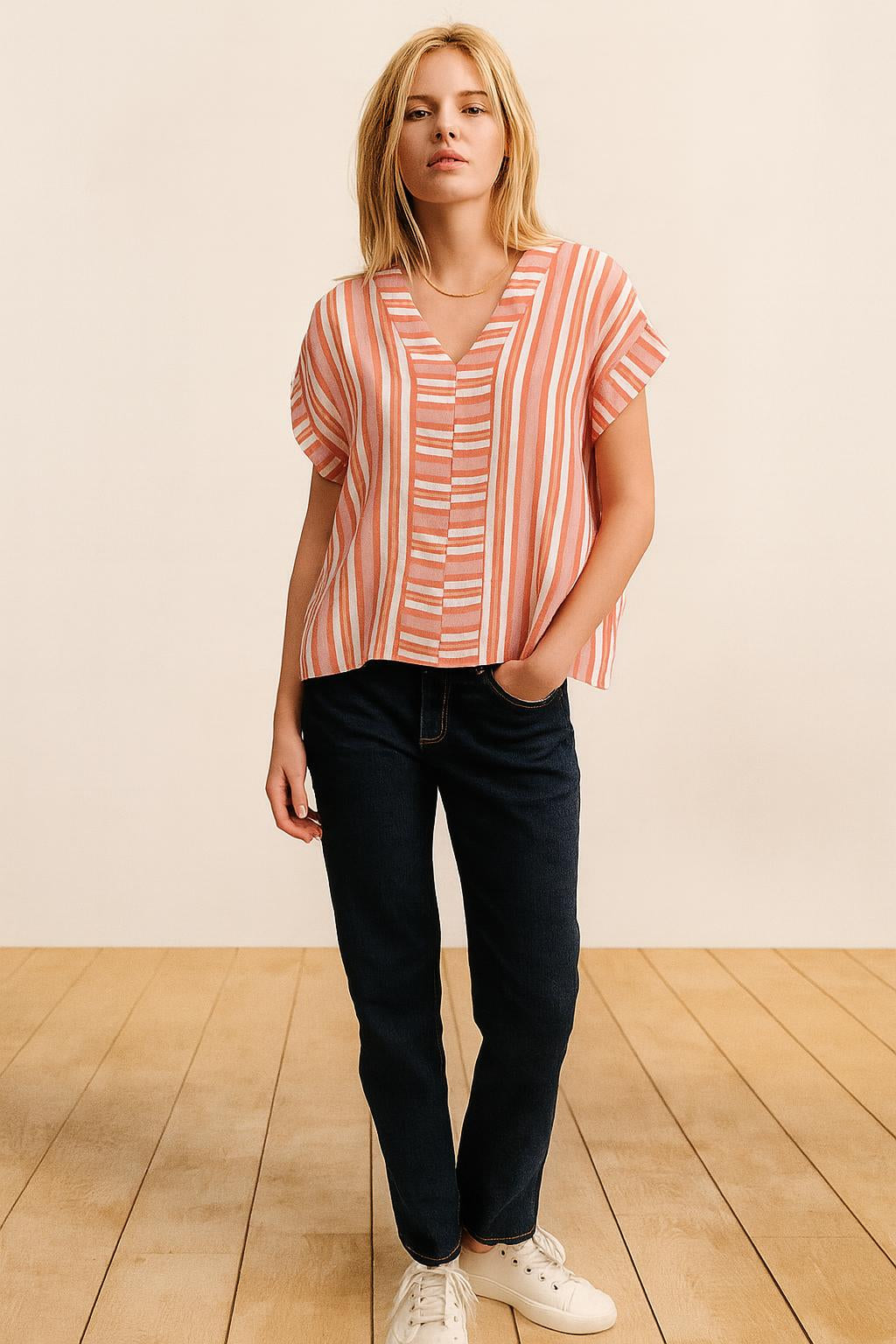 Blouse rayée en viscose fluide