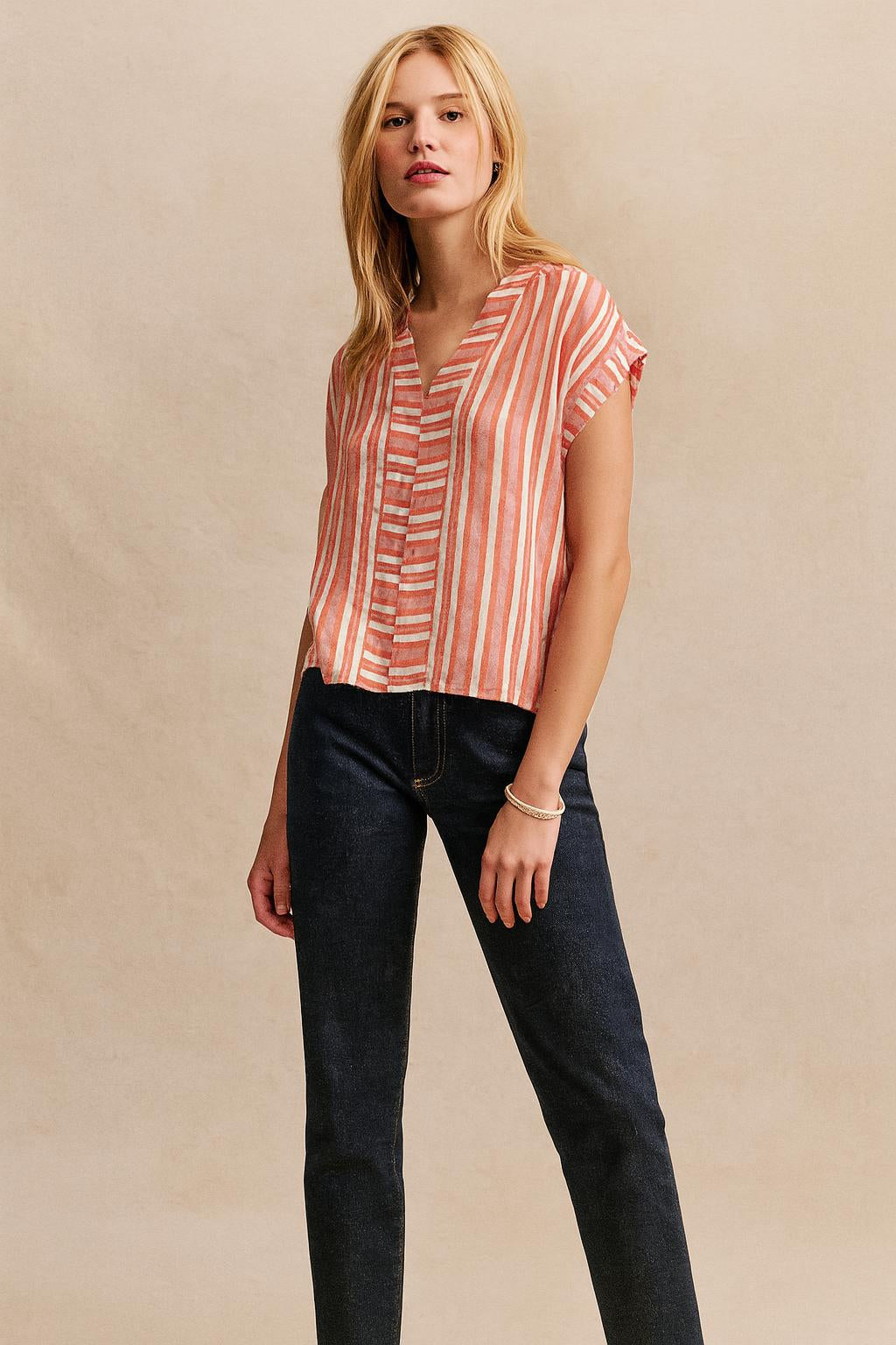 Blouse rayée en viscose fluide