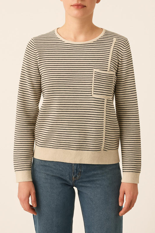 Pull Rayé Blanc et Noir - Taille S/36