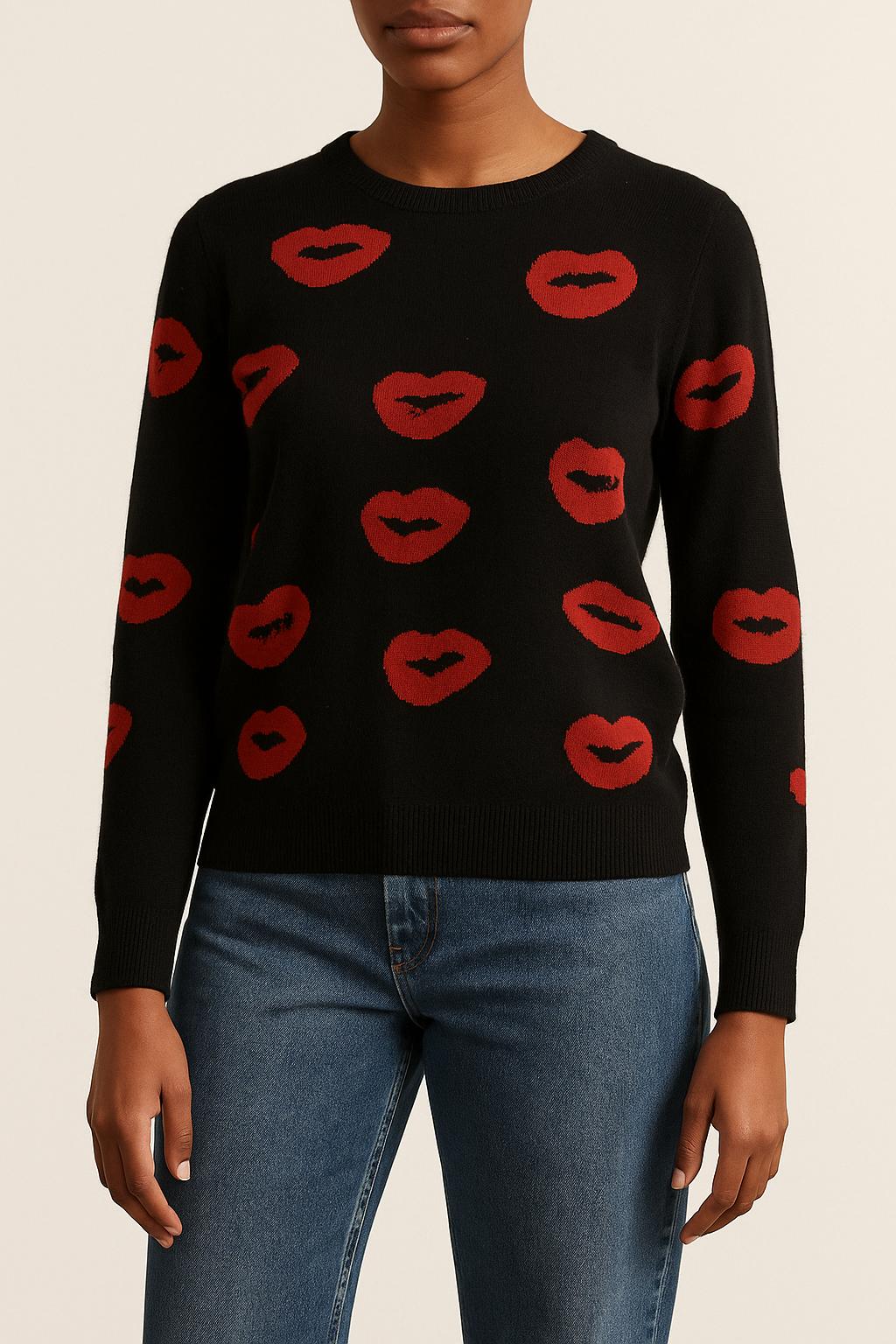 Pull Noir et Rouge - Taille S/36