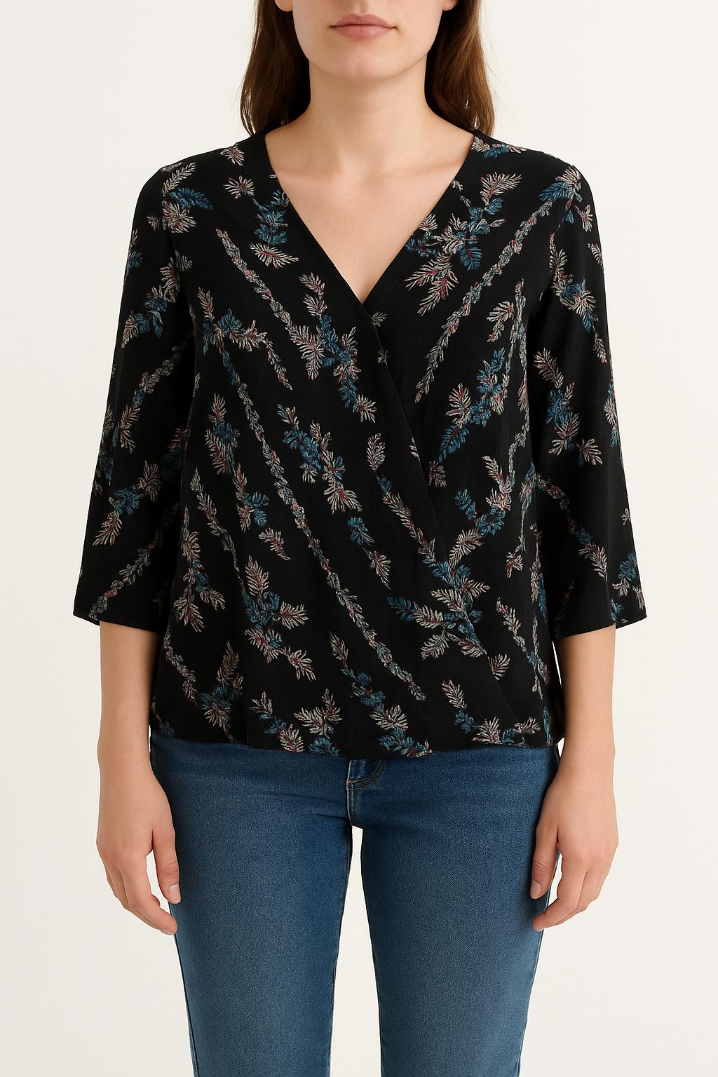 Blouse Noire et Bleue - Taille M/38