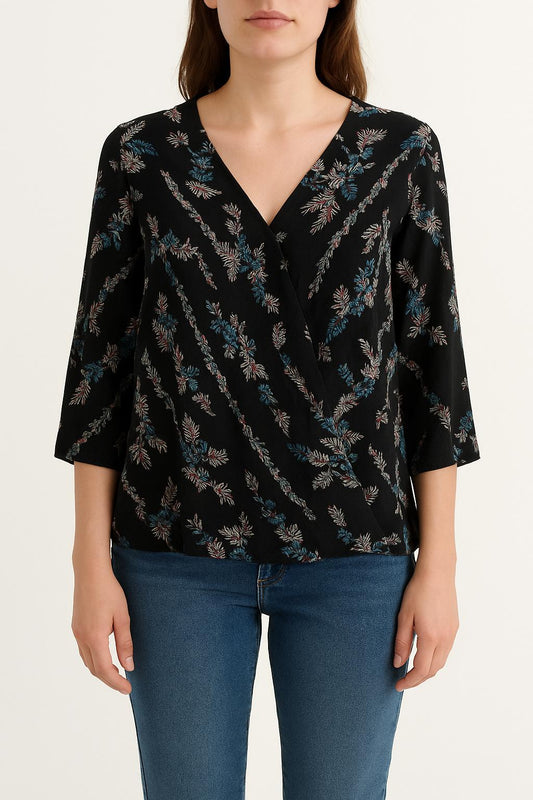 Blouse Noire et Bleue - Taille M/38