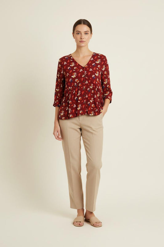 Blouse Bordeau et Multicolore - Taille L/40