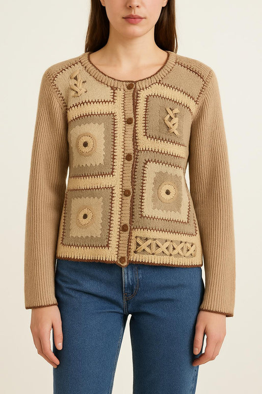 Cardigan Beige et Marron - Taille S/36