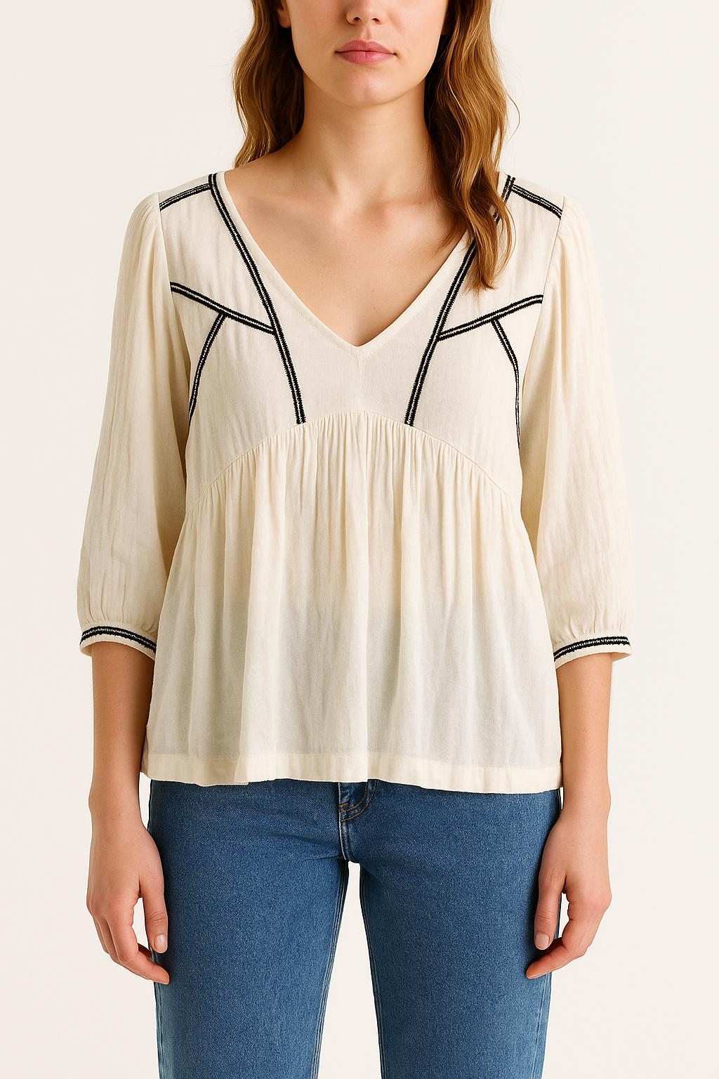 Blouse Blanche et Noire - Taille S/36