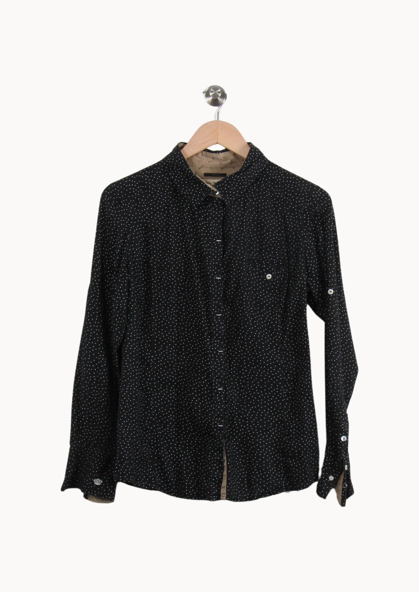 Chemise Noire à Pois Blancs - Taille M/38