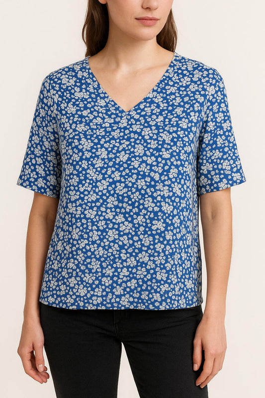 Blouse Bleue et Blanche - Taille S/36