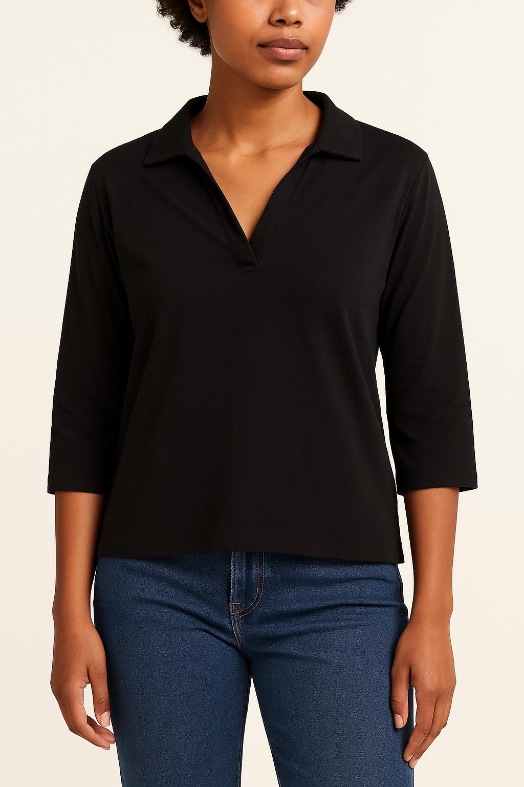 Polo Manche Trois Quarts Bleu - Taille S/36