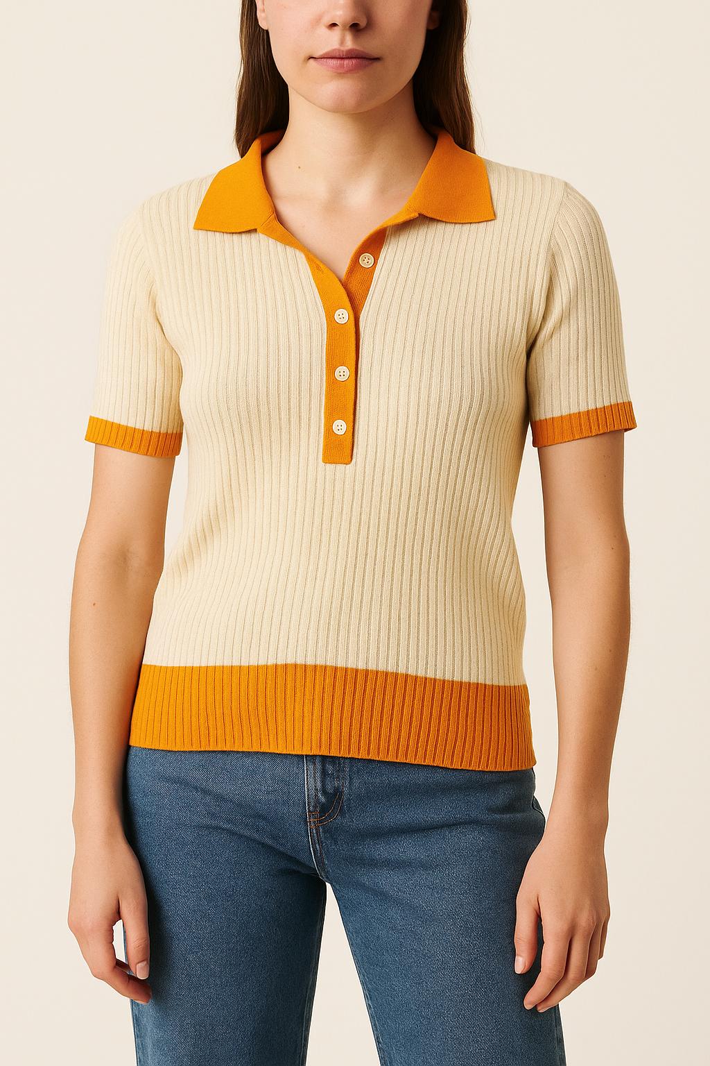 Polo Blanc et Orange - Taille S/36