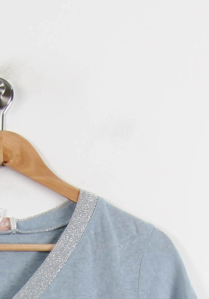 Tee-shirt Col V Bleu - Taille L/40