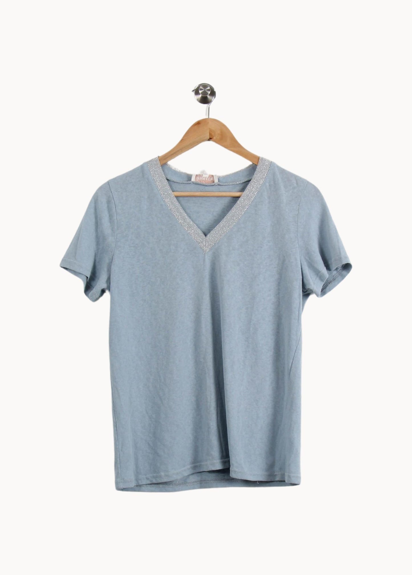 Tee-shirt Col V Bleu - Taille L/40