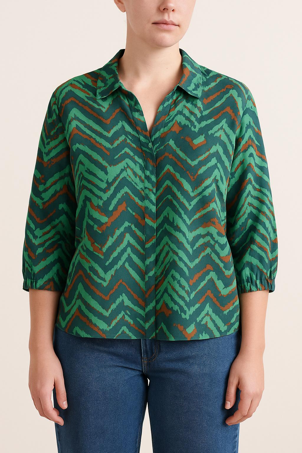 Blouse Verte et Orange - Taille L/40