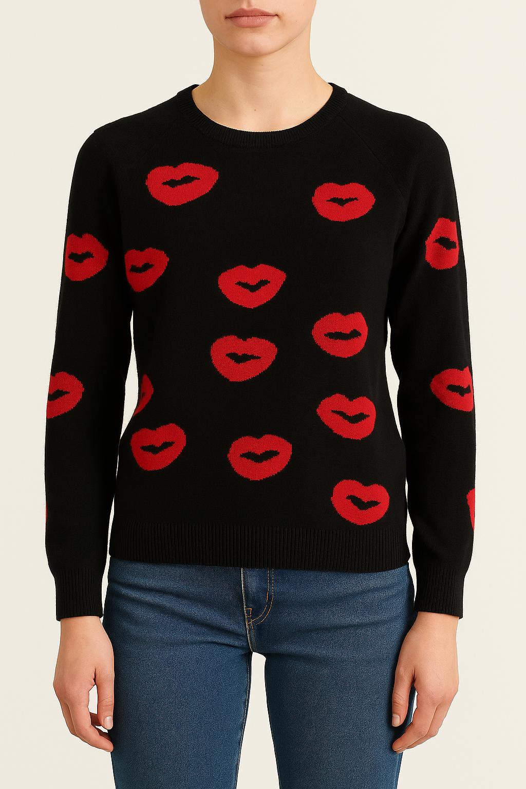 Pull Noir et Rouge - Taille S/36