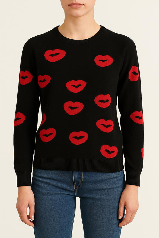 Pull Noir et Rouge - Taille S/36