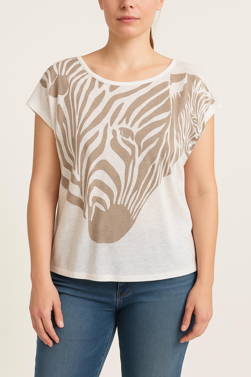 Tee-shirt Blanc et Beige - Taille XL/42