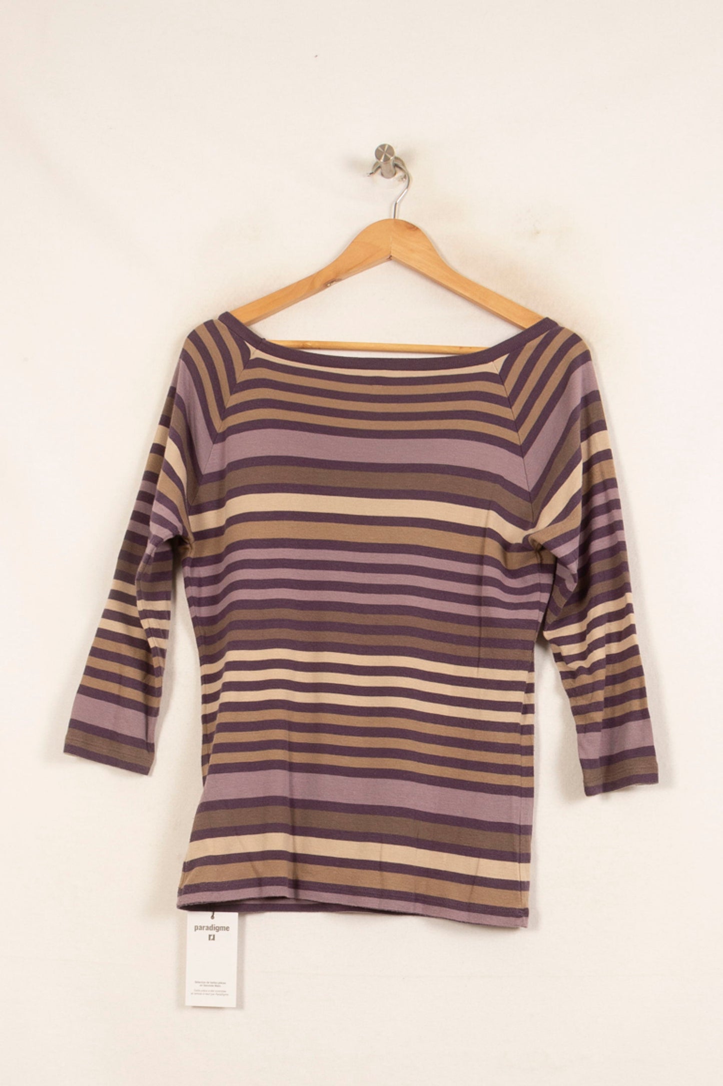 Tee-shirt Rayé Violet et Beige - Taille XL/42