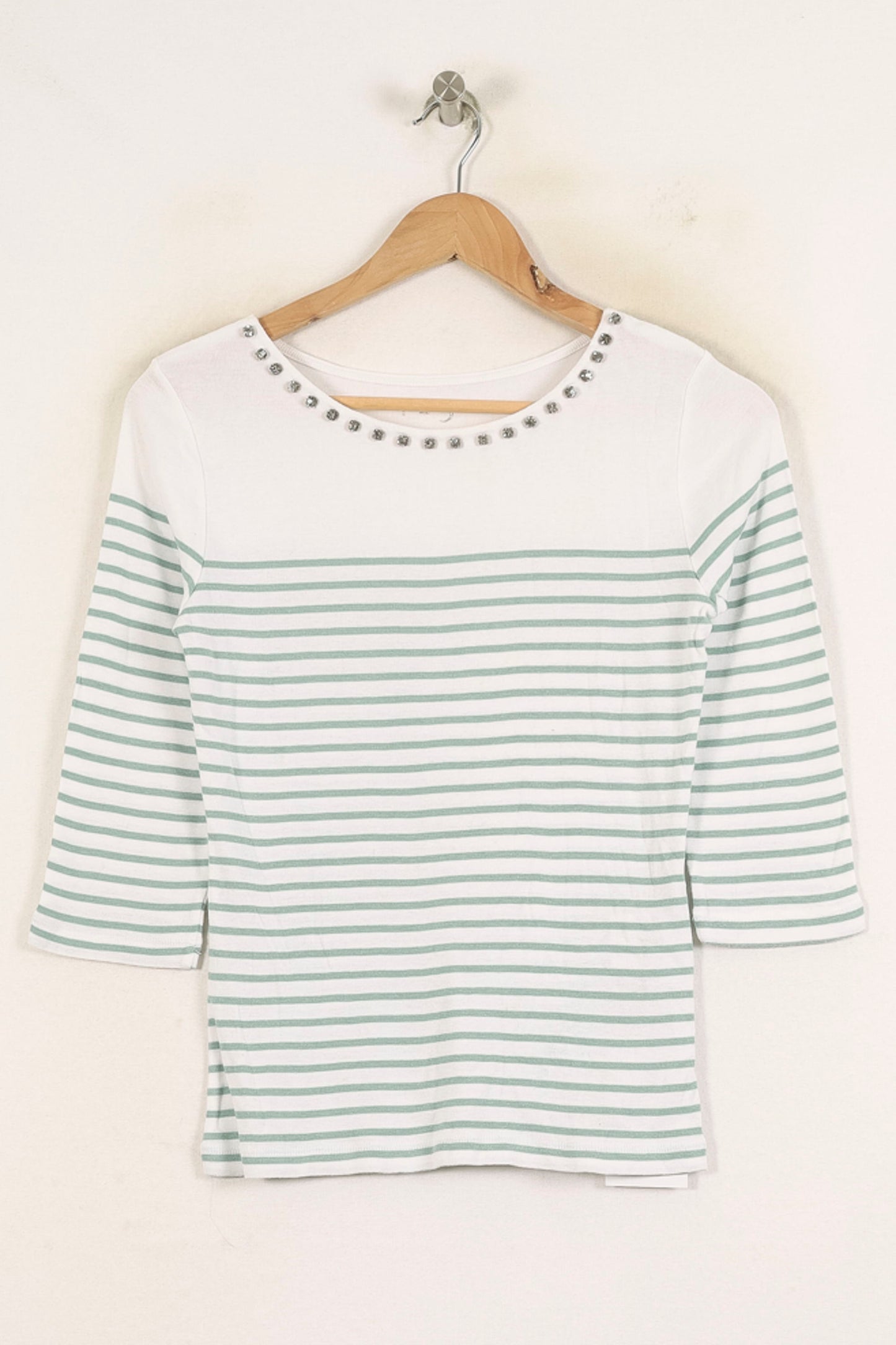 Marinière Blanche et Verte - Taille S/36