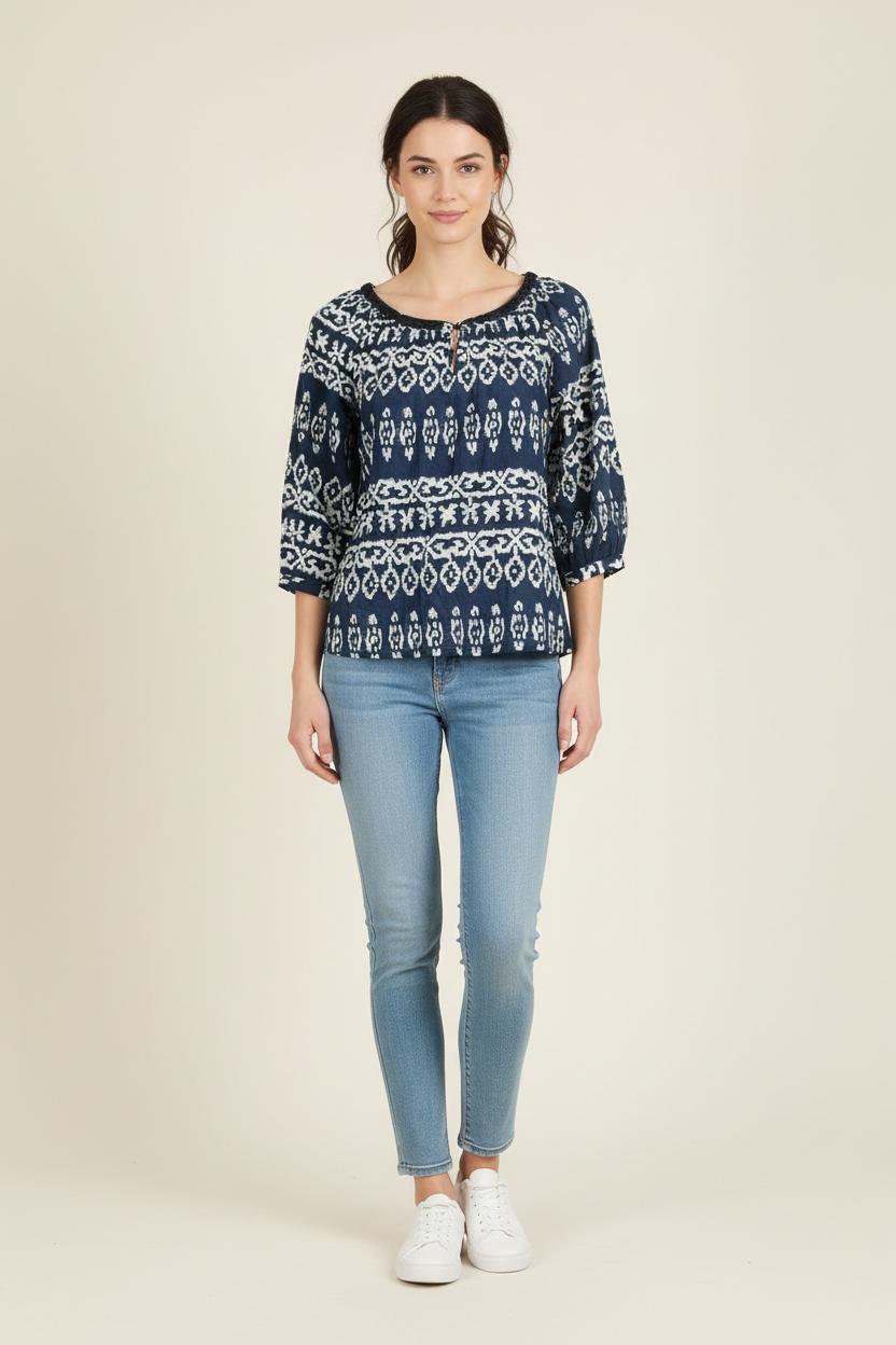 Blouse Bleue et Blanche - Taille S/36