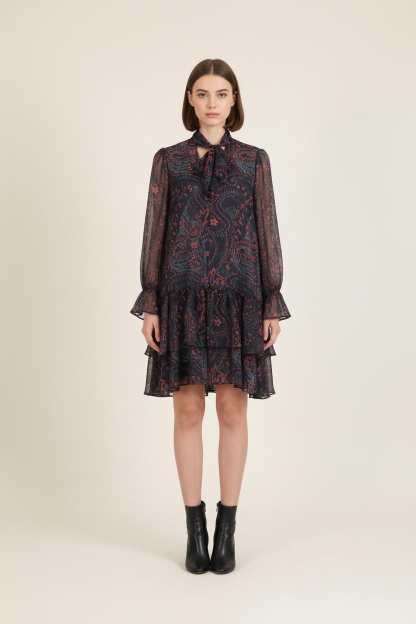 Robe Volantée Bleu et Rouge - Taille XXL/44