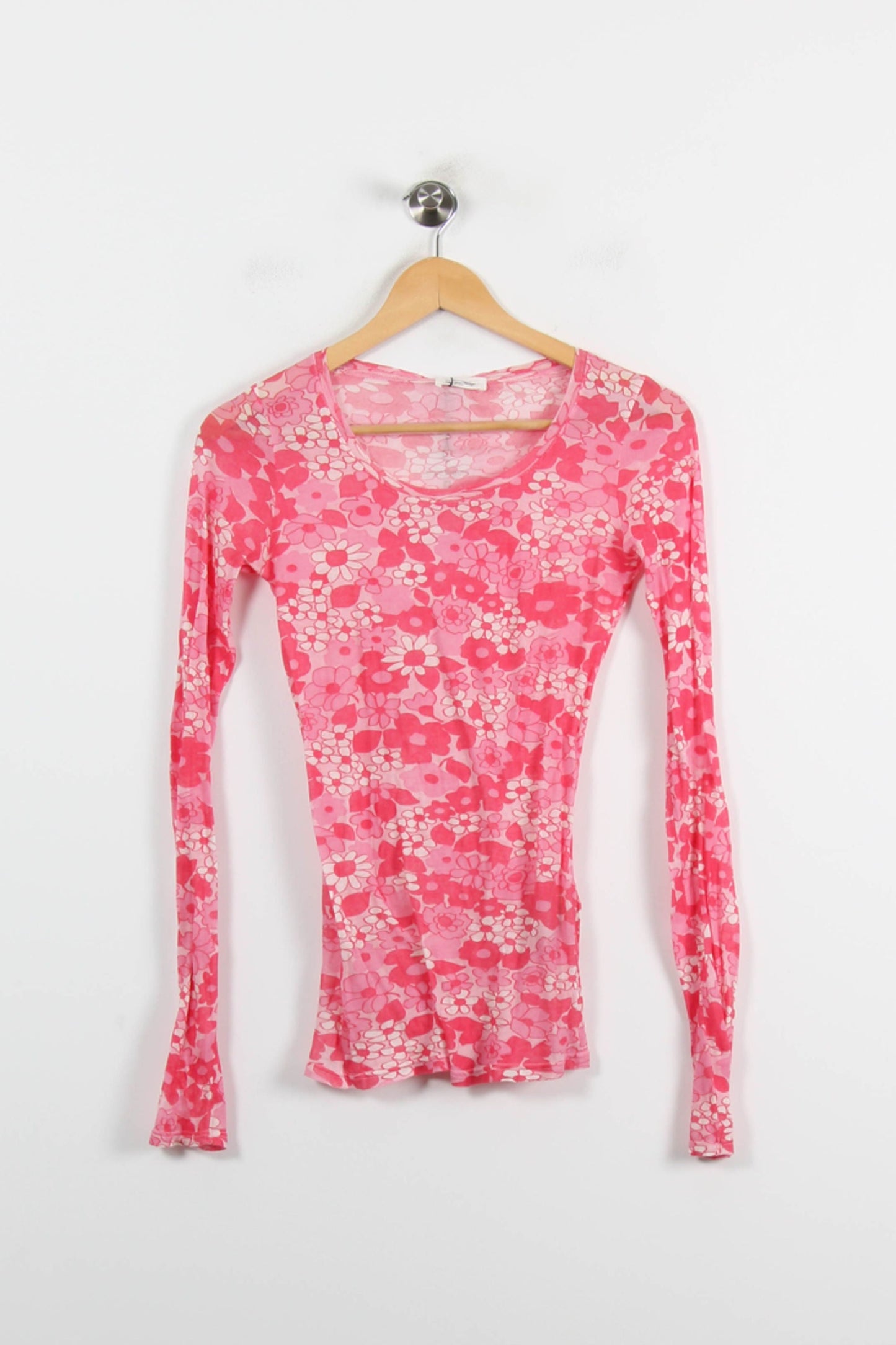 T-shirt Manches Longues Rose et Blanc - Taille S/36