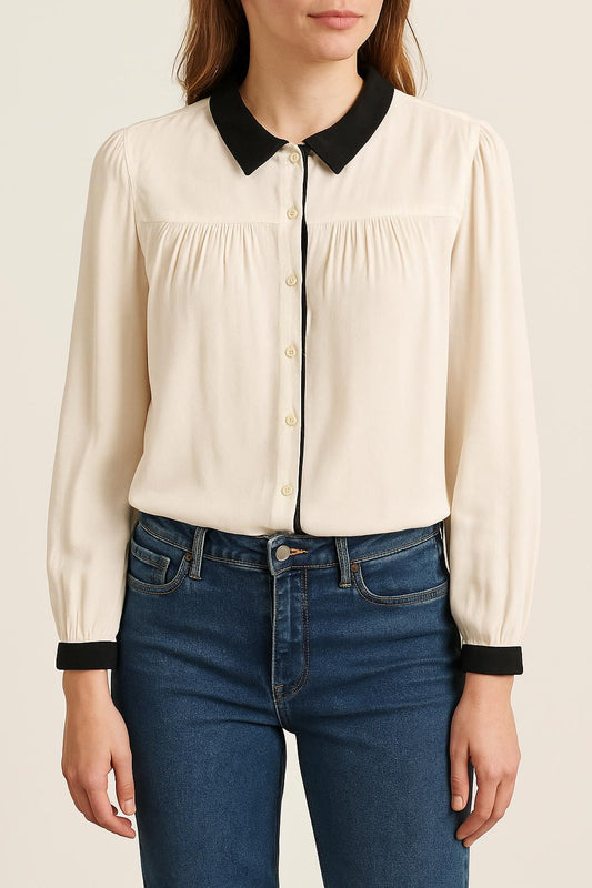 Blouse Blanche et Noire - Taille S/36