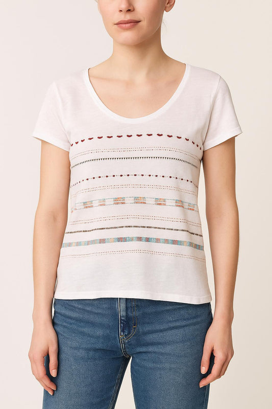 Tee-shirt Blanc et Multicolore - Taille M/38