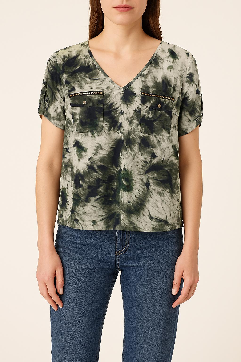 Blouse Verte et Blanche - Taille M/38