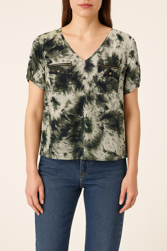 Blouse Verte et Blanche - Taille M/38