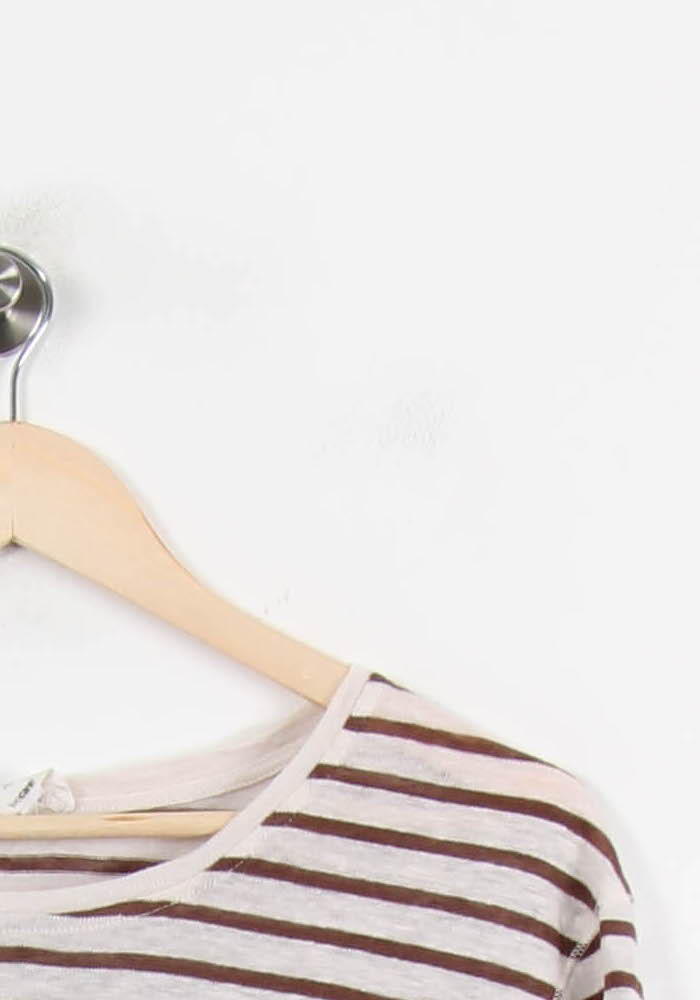 T-shirt Rayé Beige et Marron - Taille T.U.