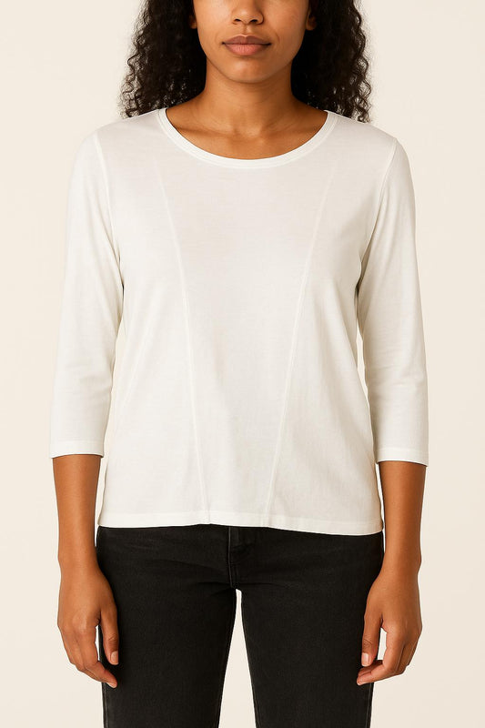 T-shirt Manches Trois Quarts Blanc - Taille M/38