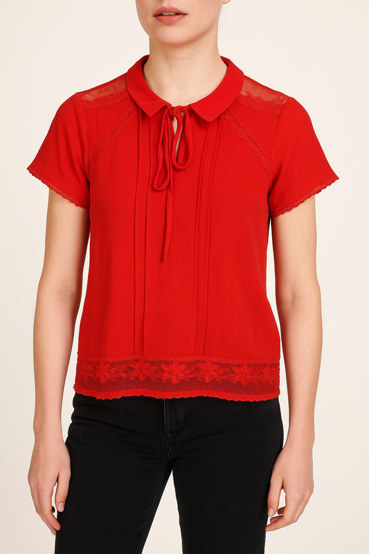 Blouse en dentelle rouge - Taille S/36