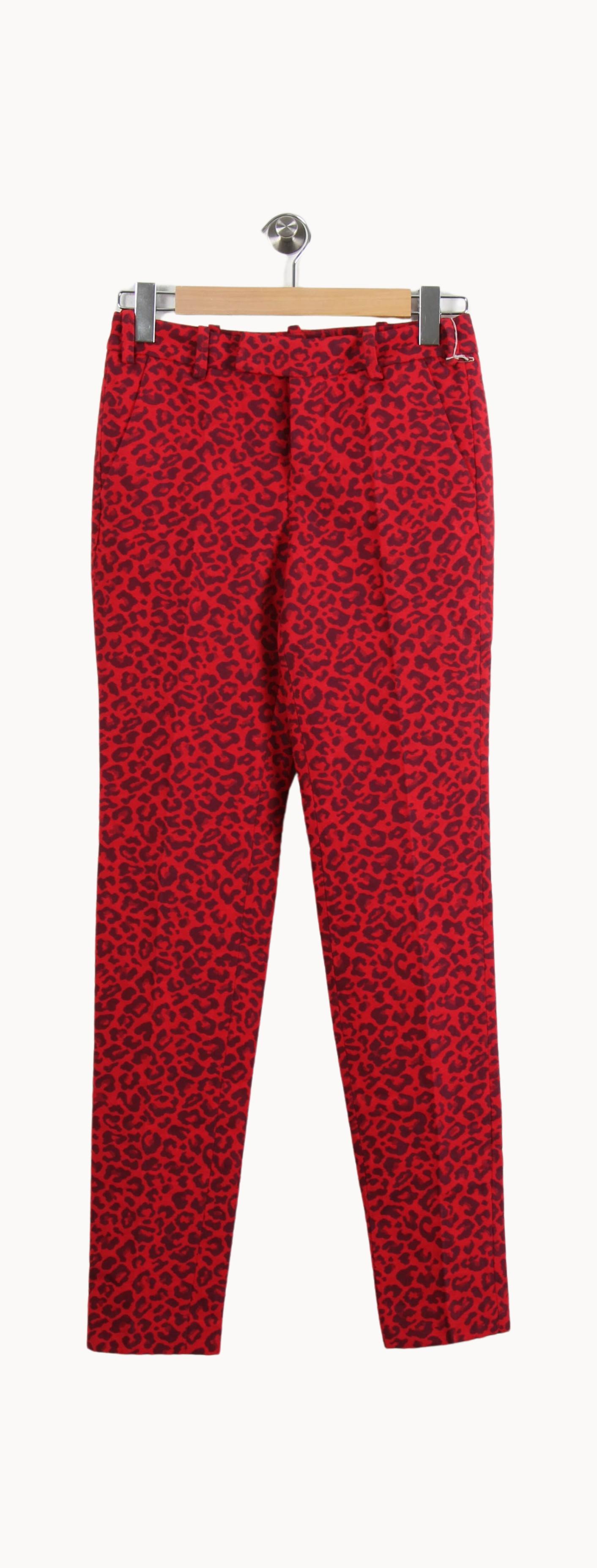 Pantalon Imprimé Léopard Rouge et Noir - Taille XS/34