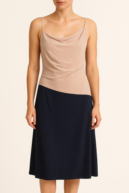 Robe Asymétrique Beige et Noir - Taille S/36