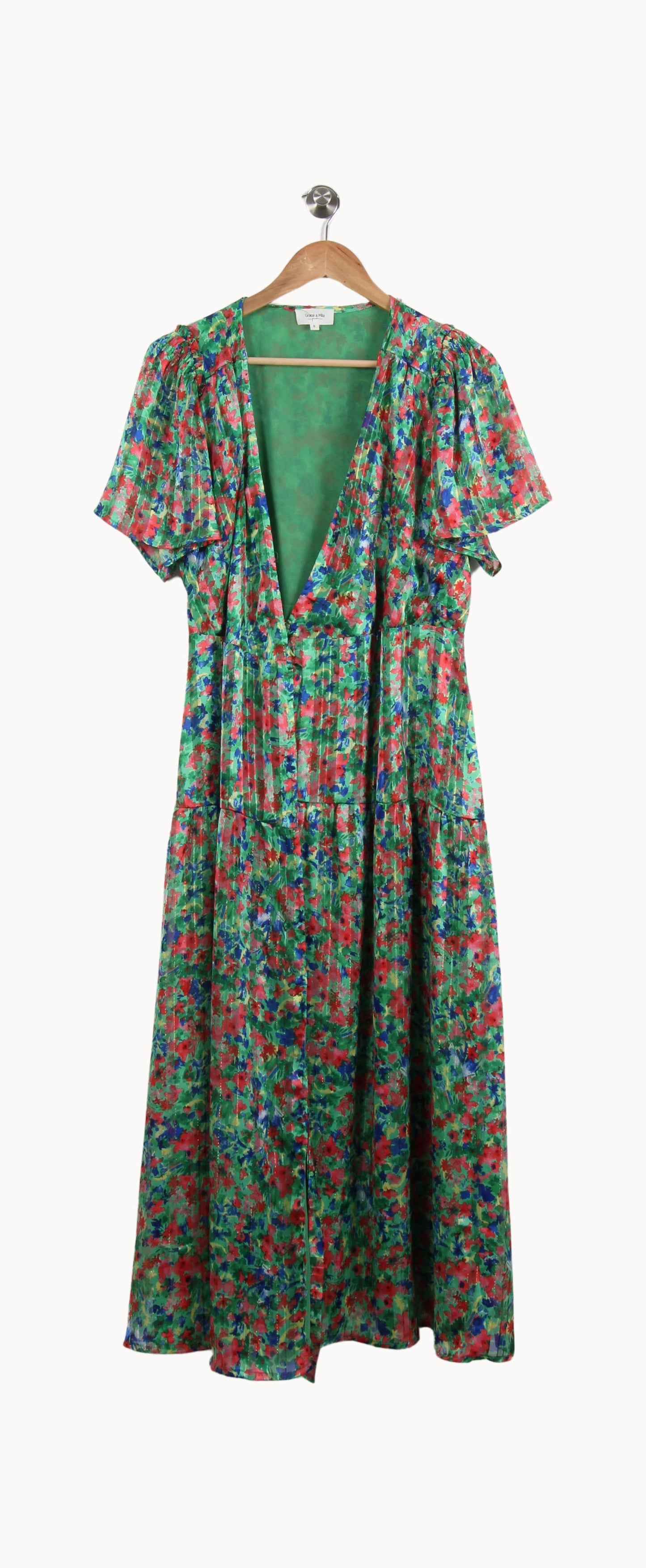 Robe Longue Verte et Rouge - Taille S/36