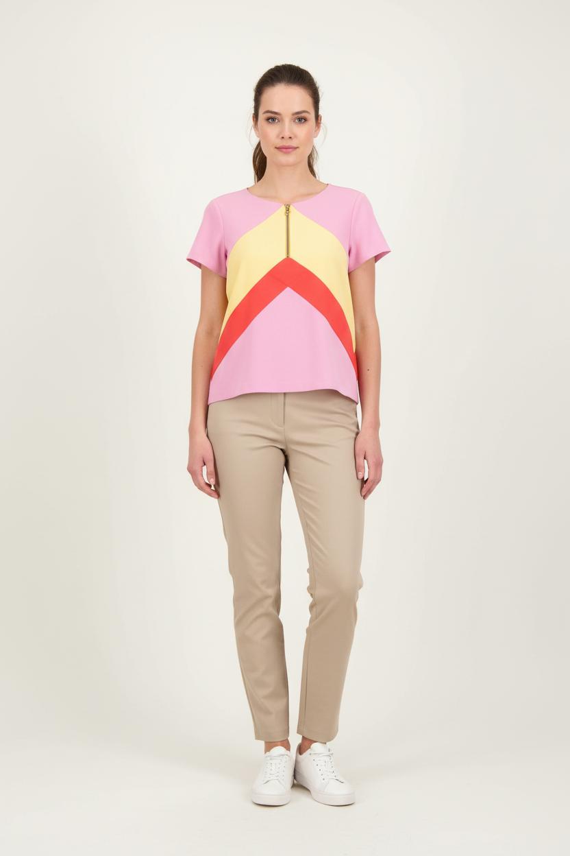 Blouse Rose Jaune et Rouge - Taille XL/42