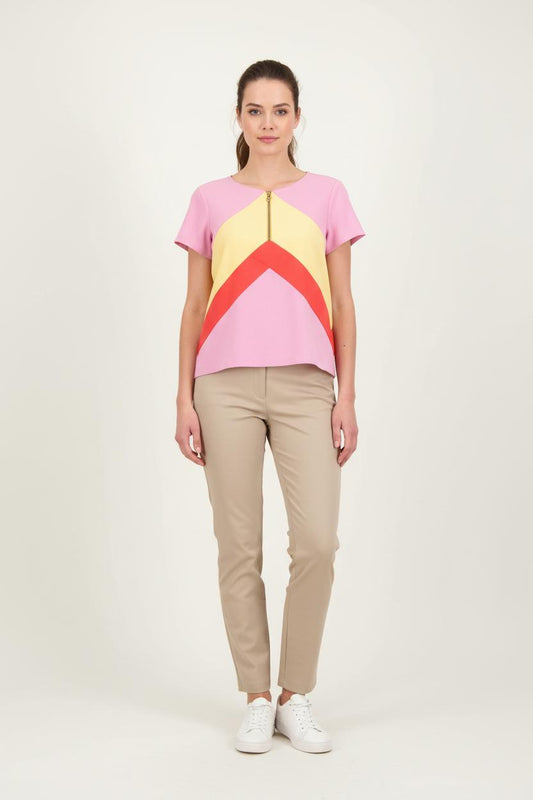 Blouse Rose Jaune et Rouge - Taille XL/42