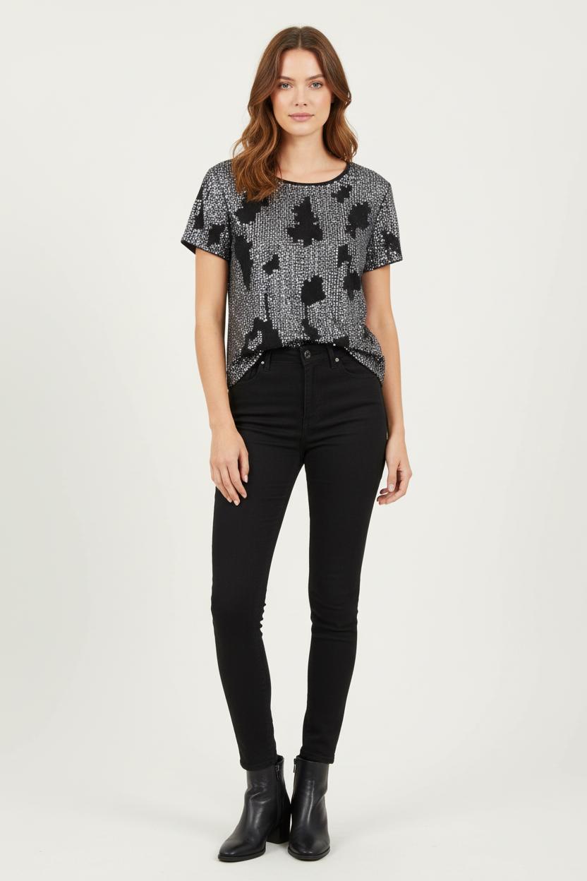 Blouse Noire et Argentée - Taille M/38