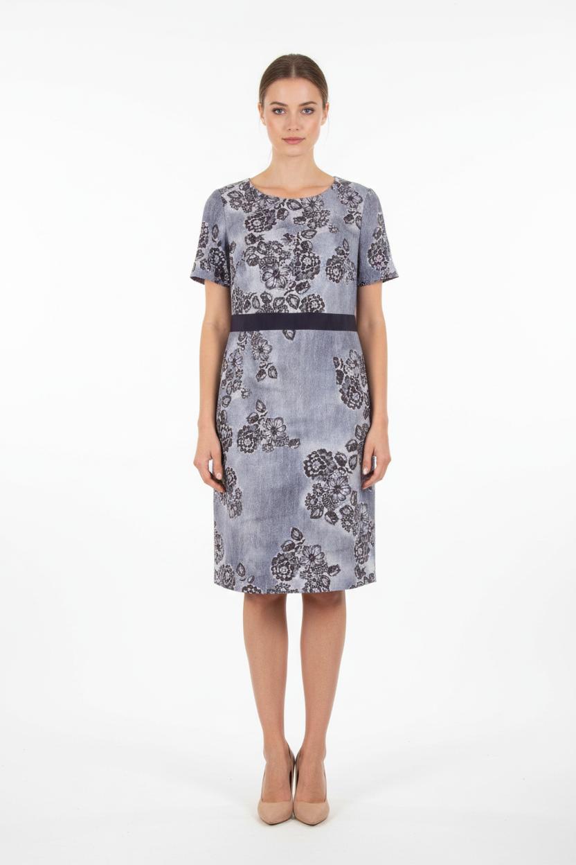 Robe Fleurie Bleue et Noire - Taille XXL/44