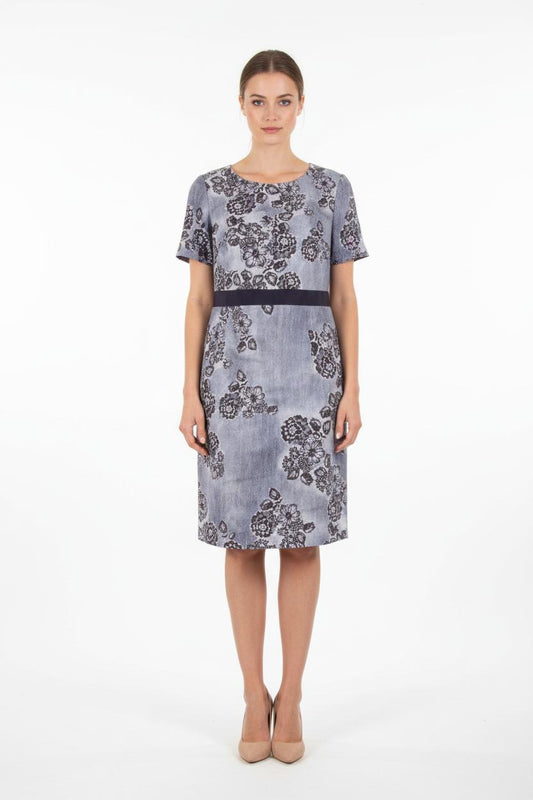 Robe Fleurie Bleue et Noire - Taille XXL/44